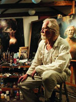 Artist Reidar Finsrud at work